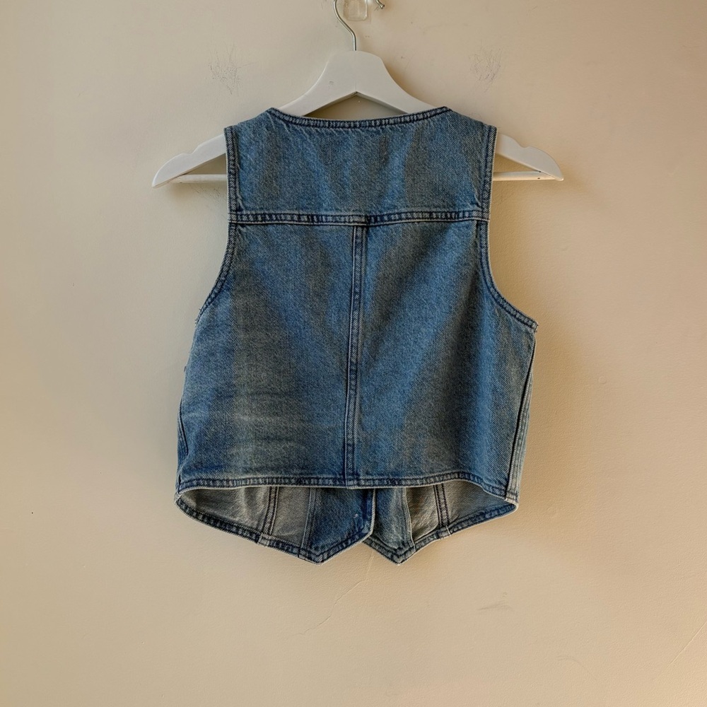 Cotton-Hemp Denim Katrina Crop Vest Top - Picture 11 of 14
